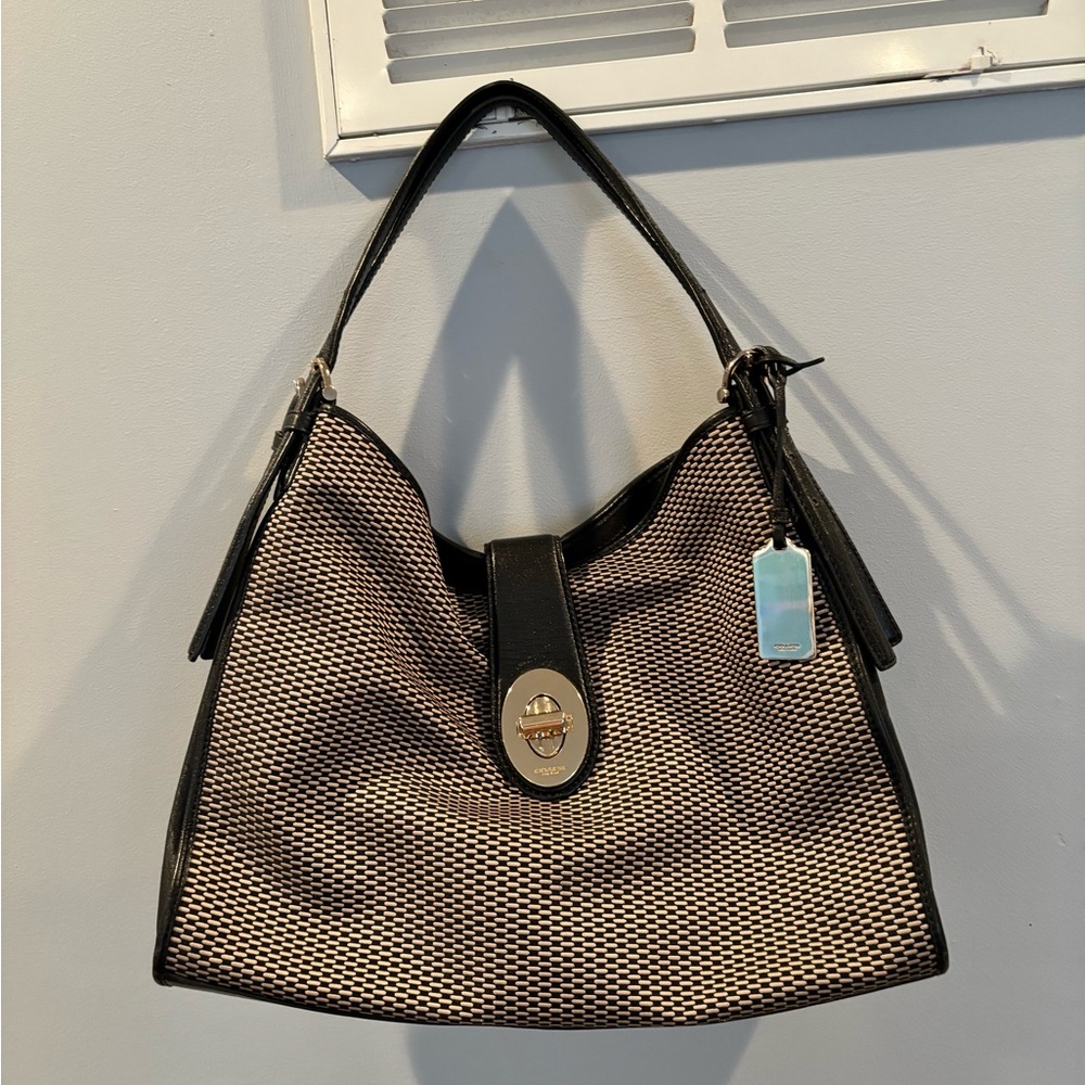 Coach Black and Beige Shoulder Bag